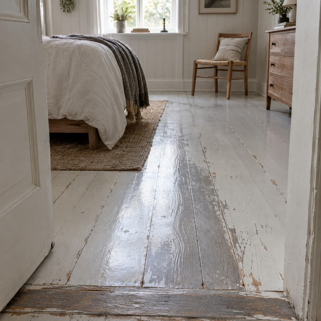 Painted White Plank Floors