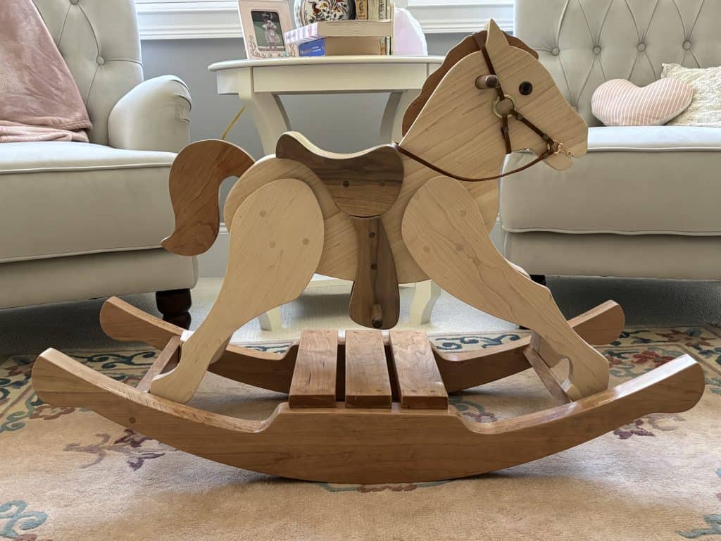 A Maple, Walnut and Cherry Rocking Horse and Child’s Rocker