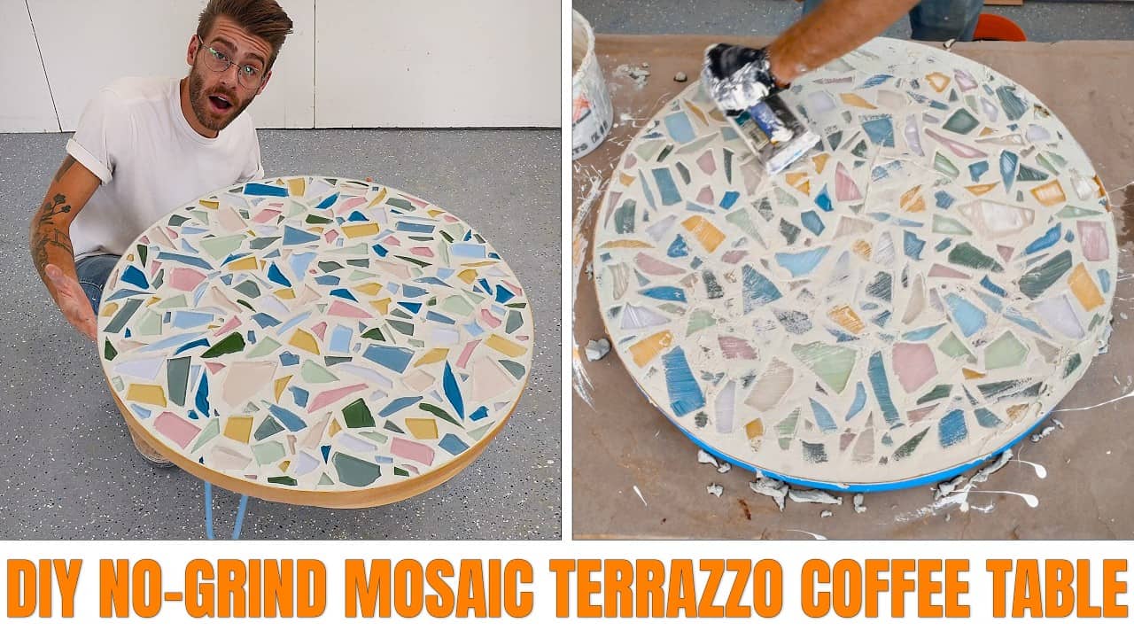 A No-Grind Terrazzo Coffee Table Made from Broken Tile