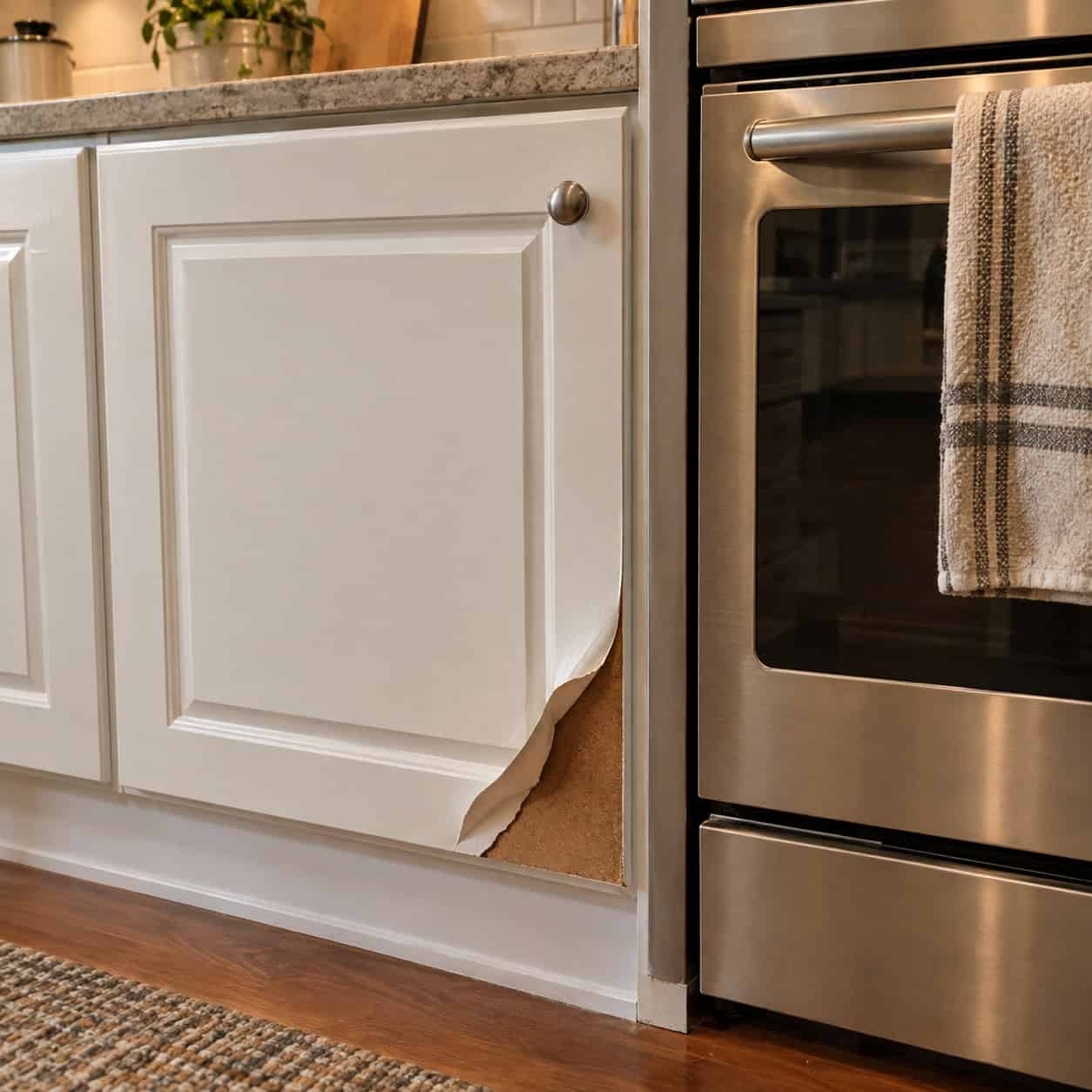 Thermofoil Doors Beside the Oven and Dishwasher
