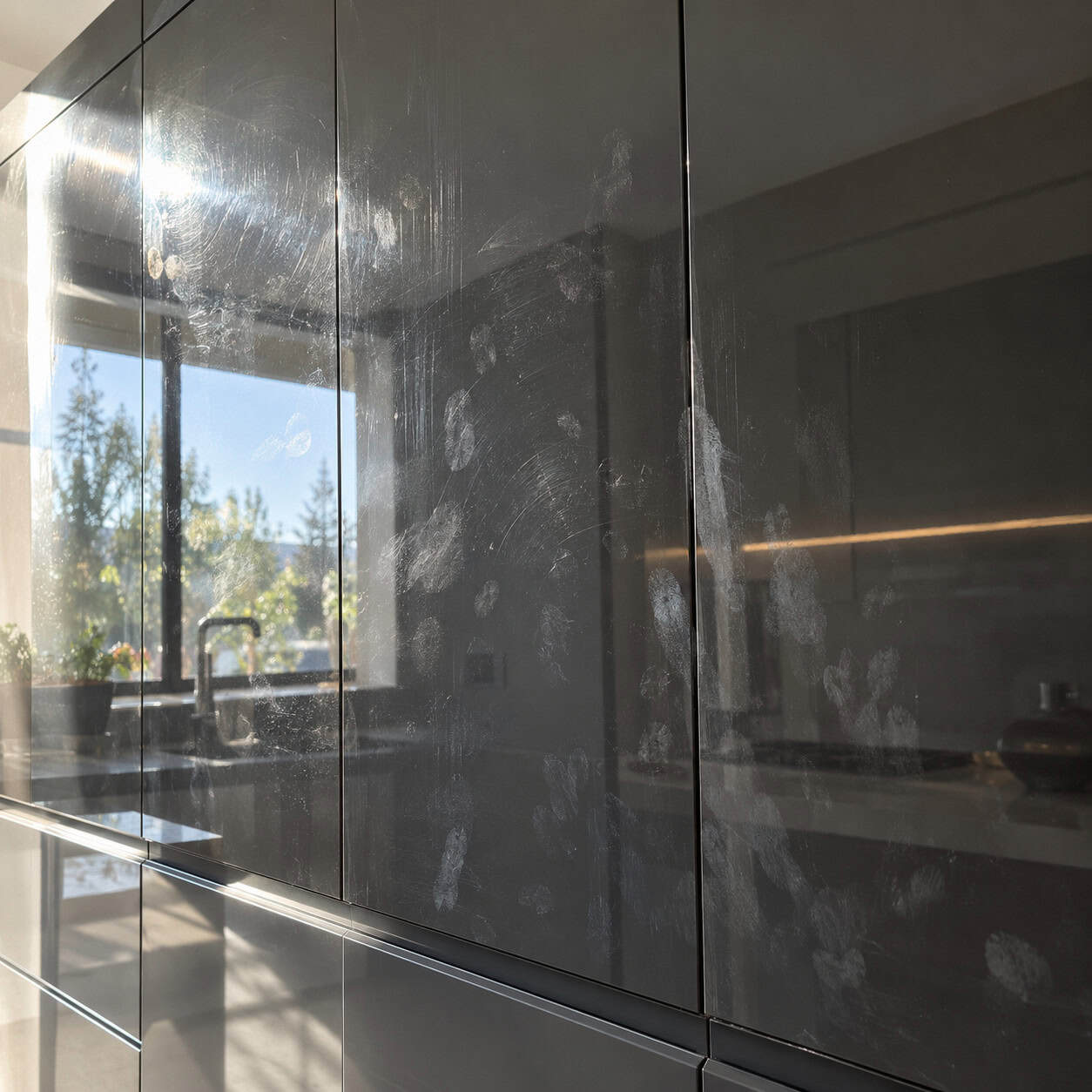 High-Gloss Acrylic Slab Doors