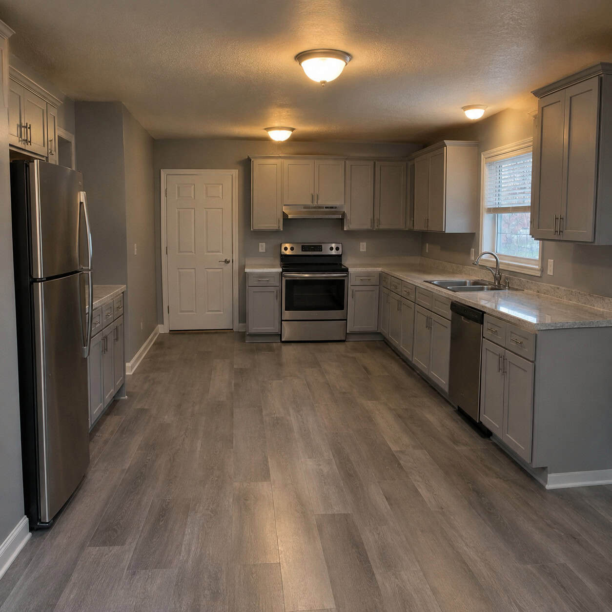 Cool-Gray Painted Cabinets
