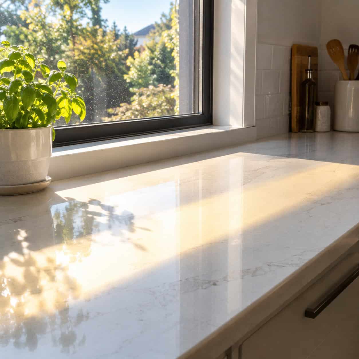 Bright-White Quartz in a Sun-Soaked Window Run