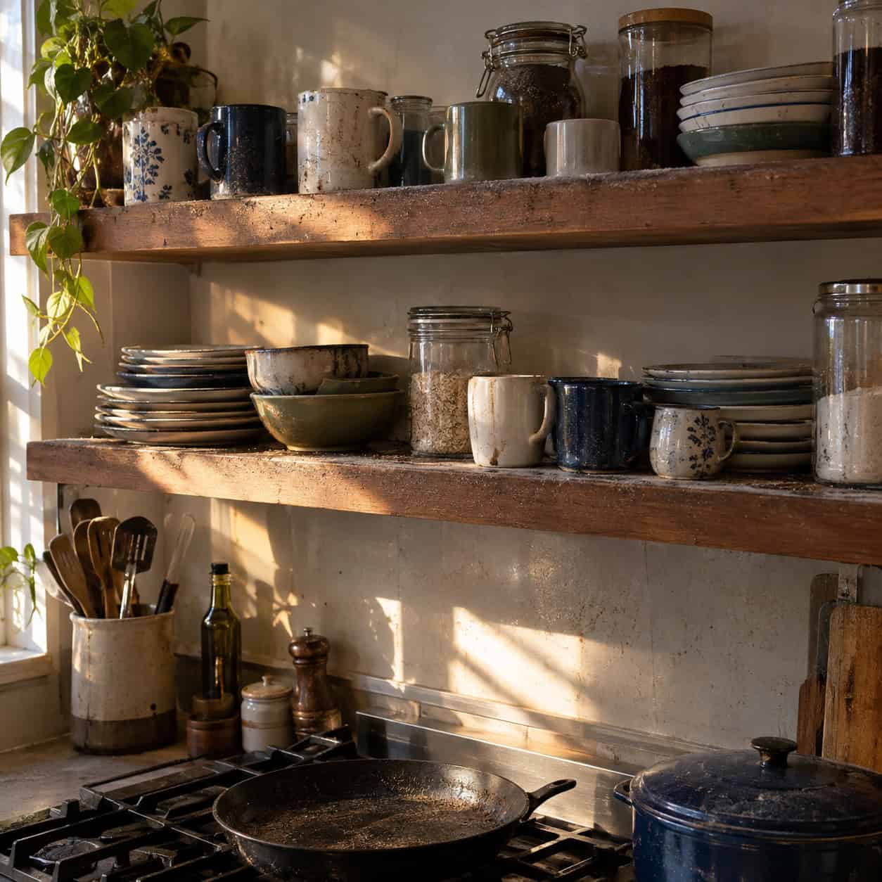 Open Shelving in Place of Upper Cabinets