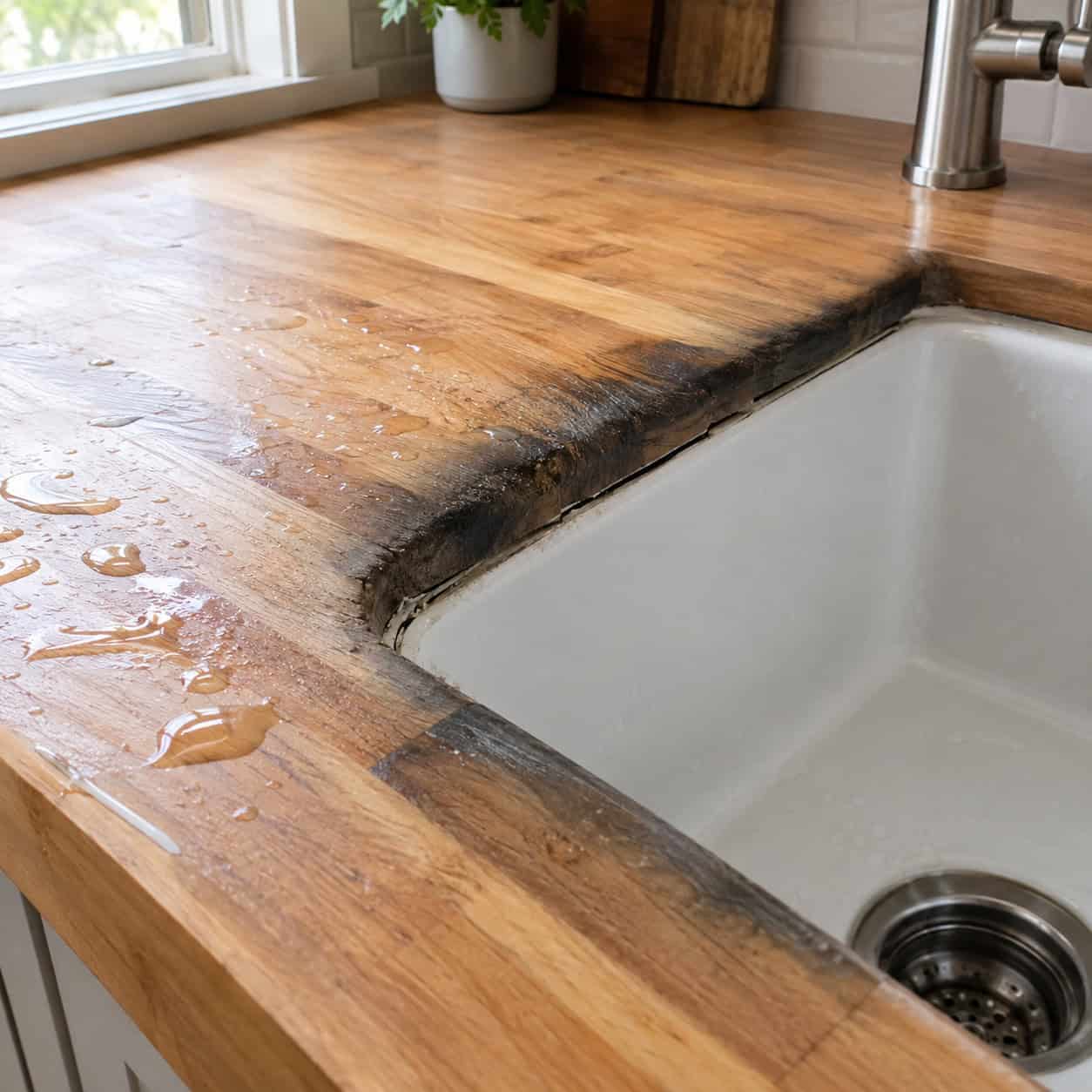 Butcher Block Wrapped Around an Undermount Sink