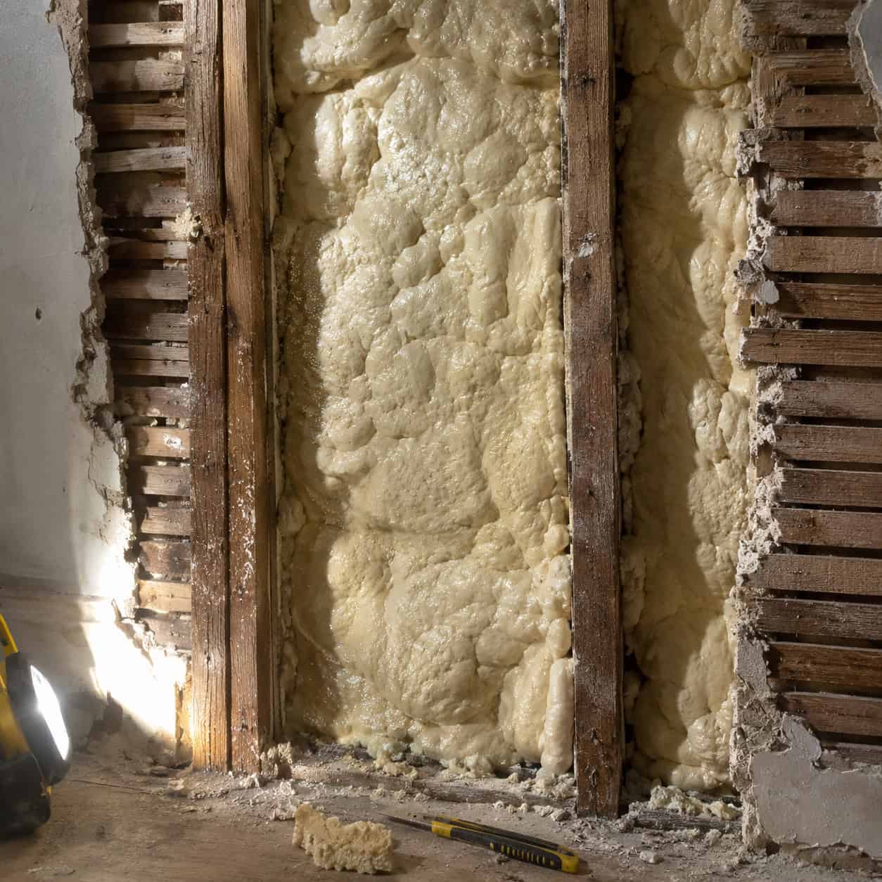Spray Foam Packed Into the Wall Cavities