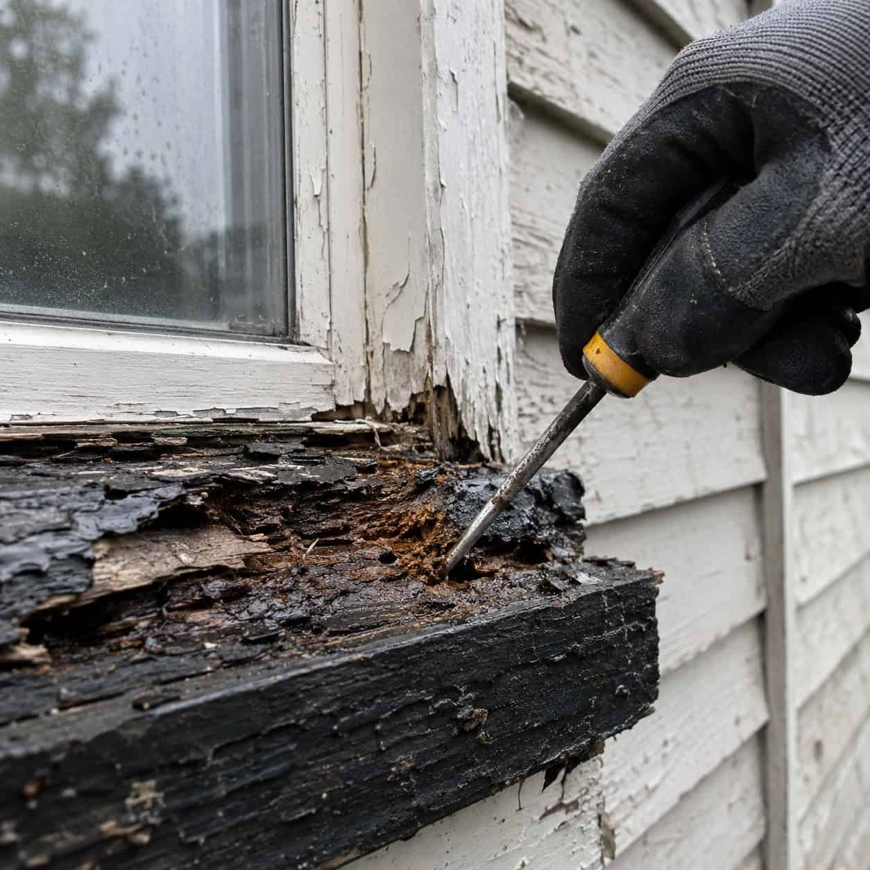 Insert windows dropped into a rotted frame