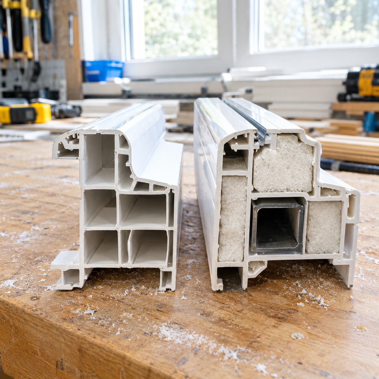 Hollow, unreinforced builder-grade vinyl