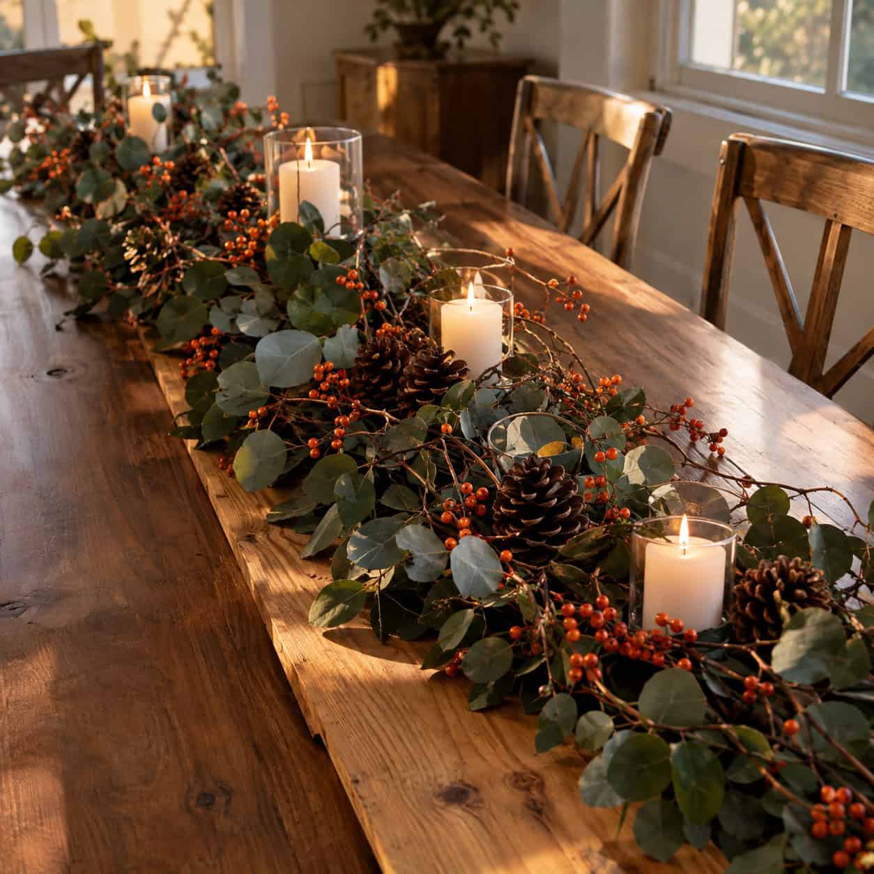 The Bare Oiled Plank Under a Greenery Garland
