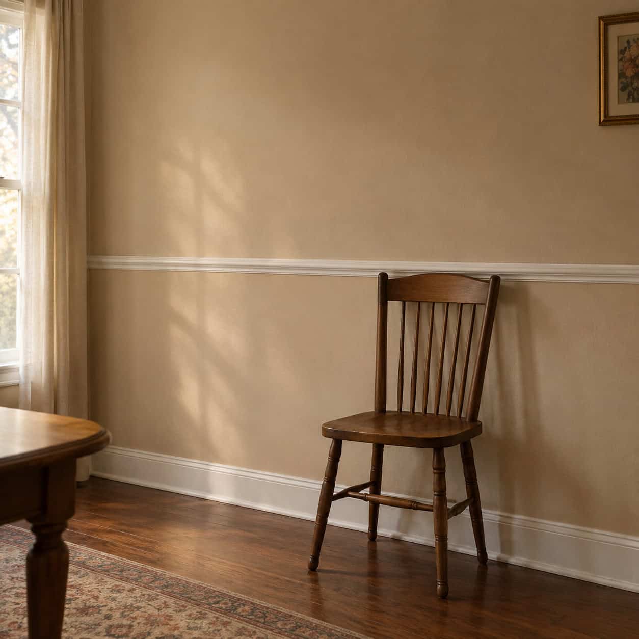 A Chair Rail Floating Alone at 36 Inches