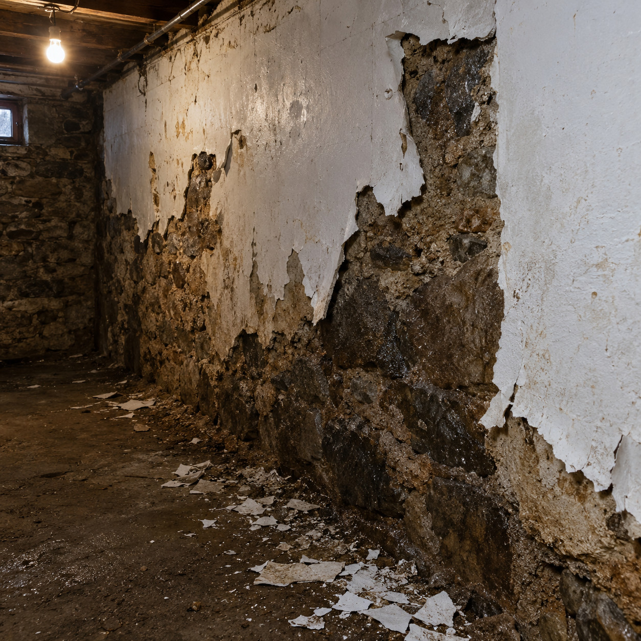 Interior Waterproofing Paint on a Rubble Stone Foundation