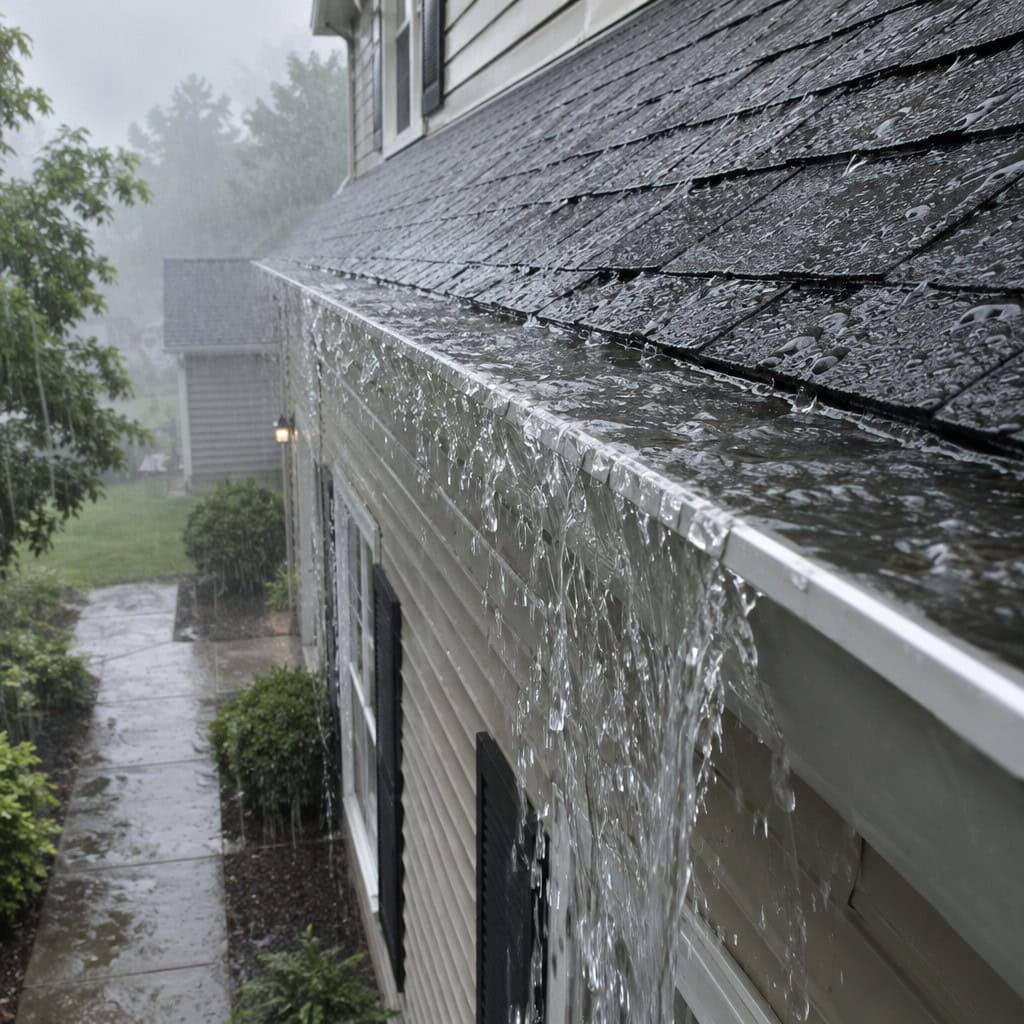 Five-Inch Gutters and 2x3 Downspouts on a Big Roof