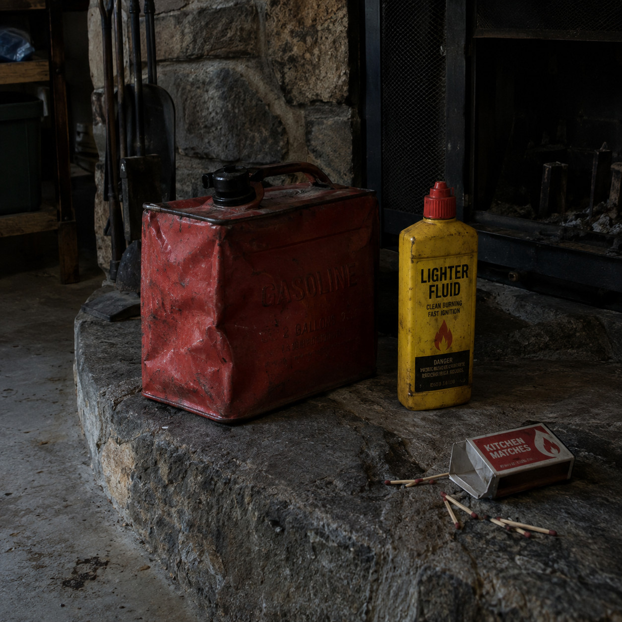 Starting the Fire With Gasoline or Charcoal Lighter