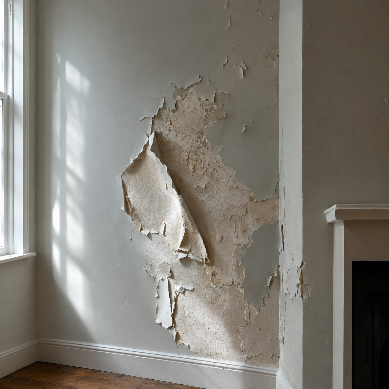 Latex Paint Rolled Over Lime Plaster