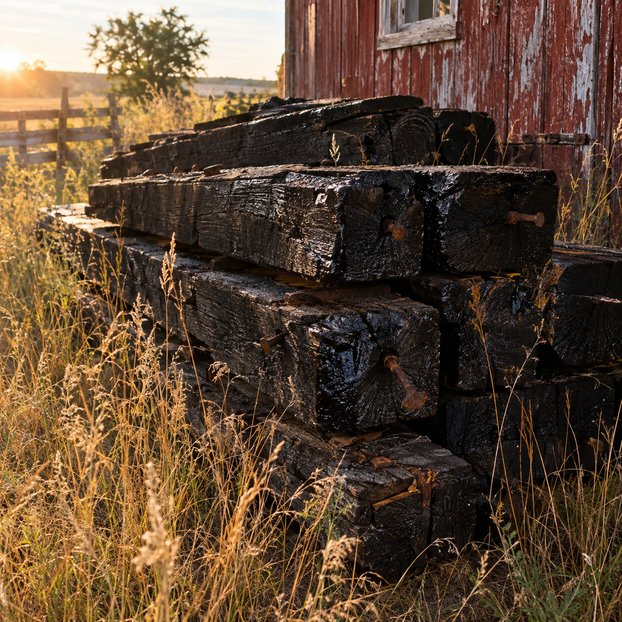 Old Railroad Ties and Cut-Up Utility Poles