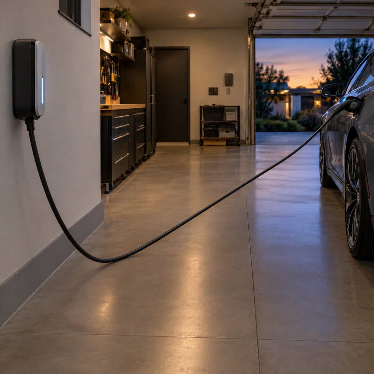 An EV charger mounted on the wrong wall