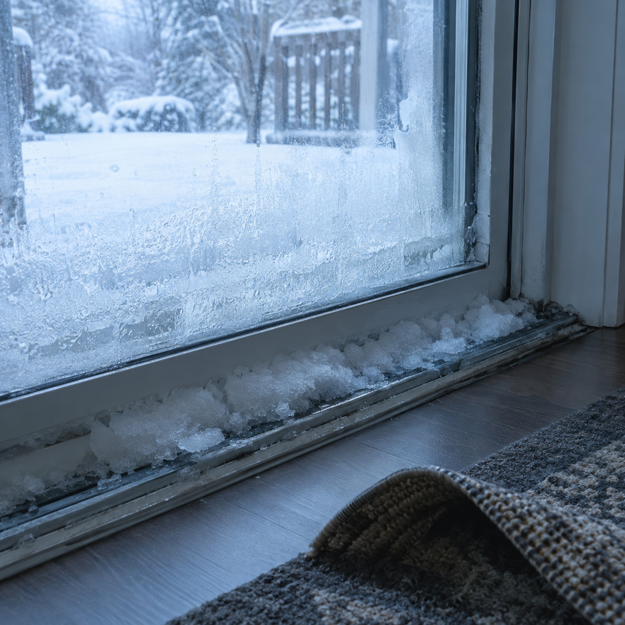 An oversized sliding patio door as the main glass wall