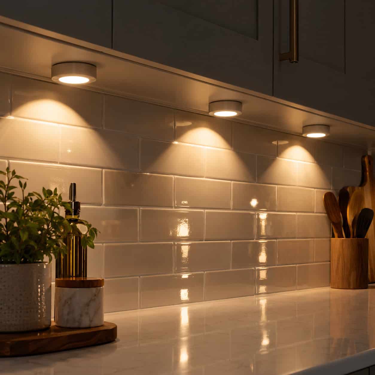 Puck Lights Under the Upper Cabinets