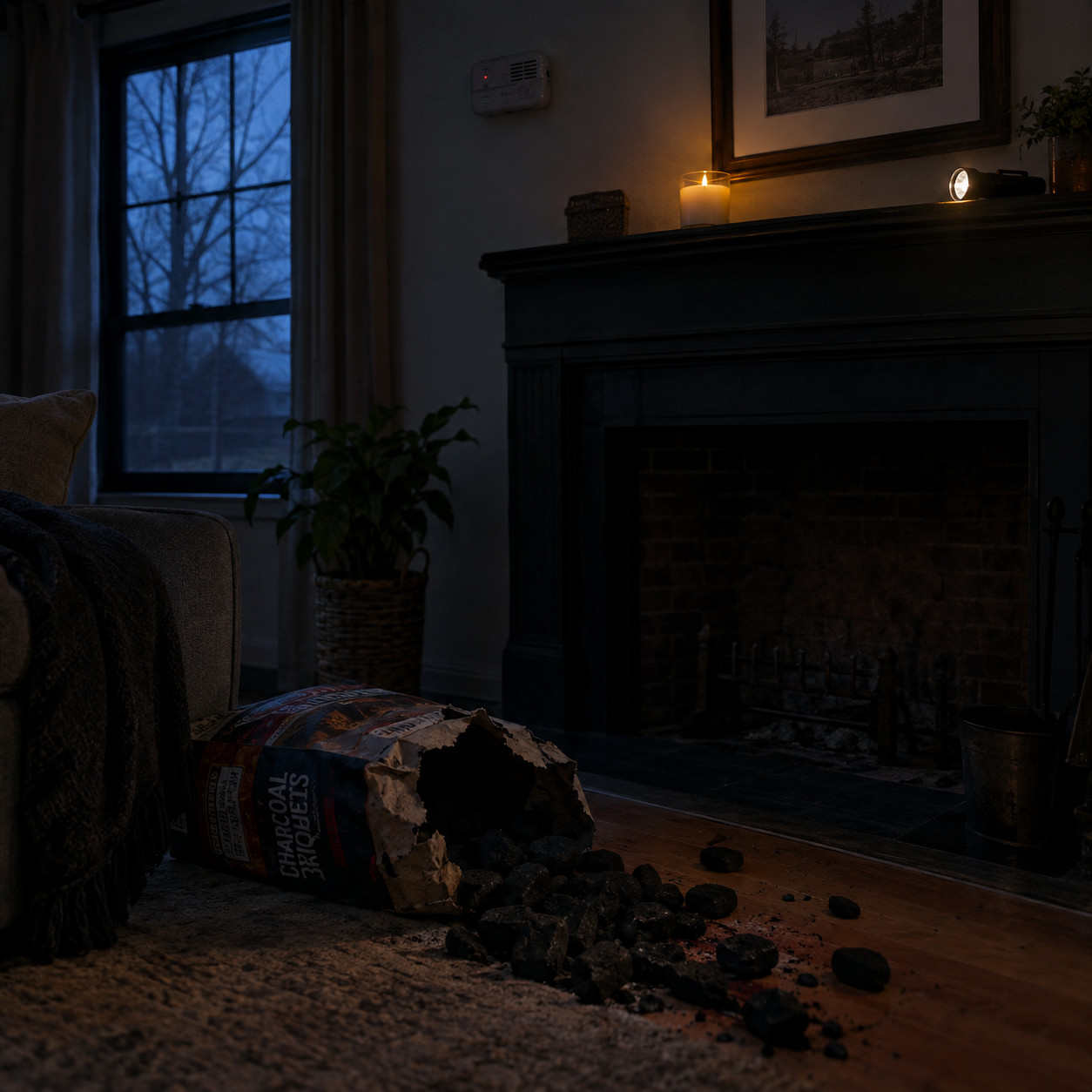 Charcoal Briquettes in the Fireplace or Stove