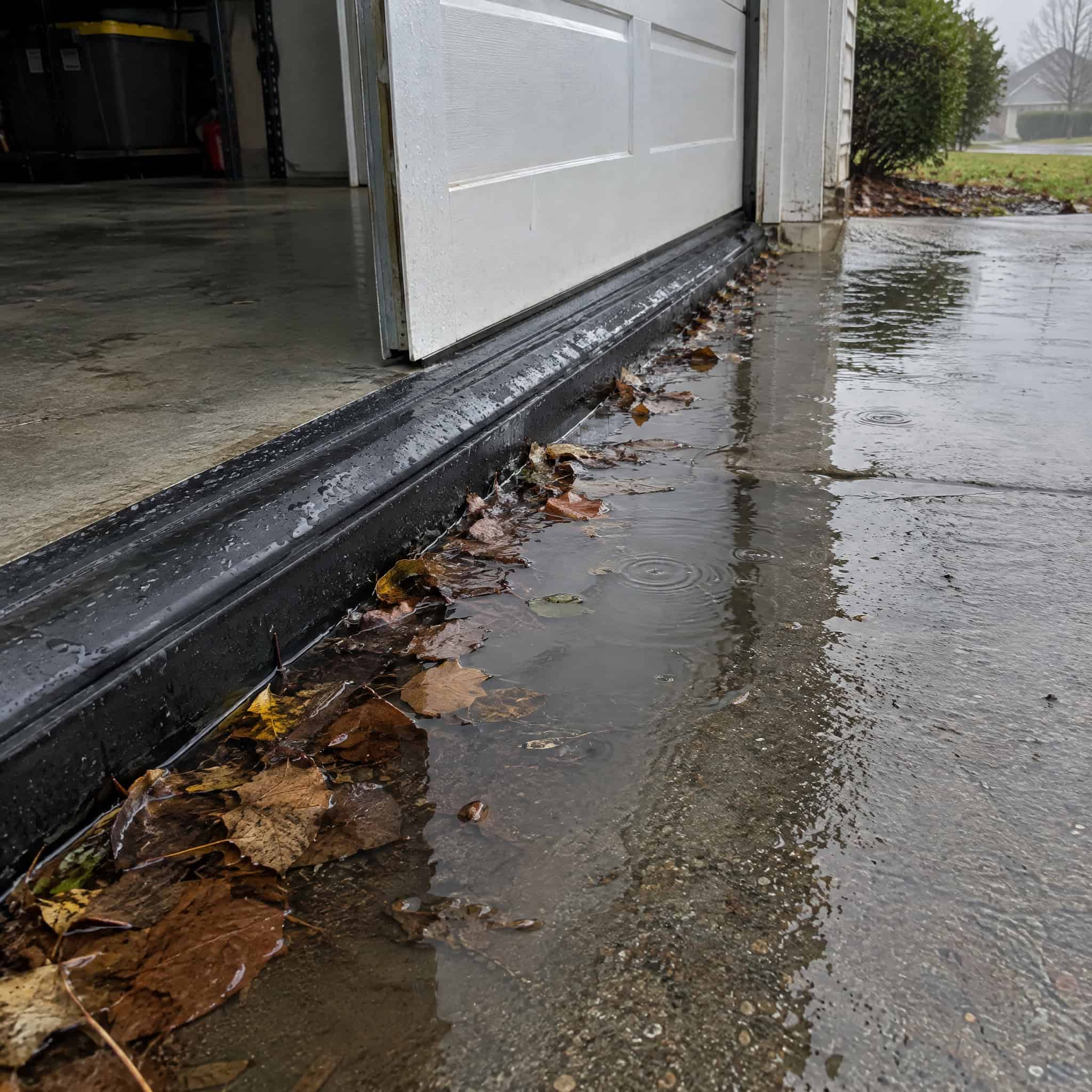 A rubber threshold seal instead of fixing the drainage