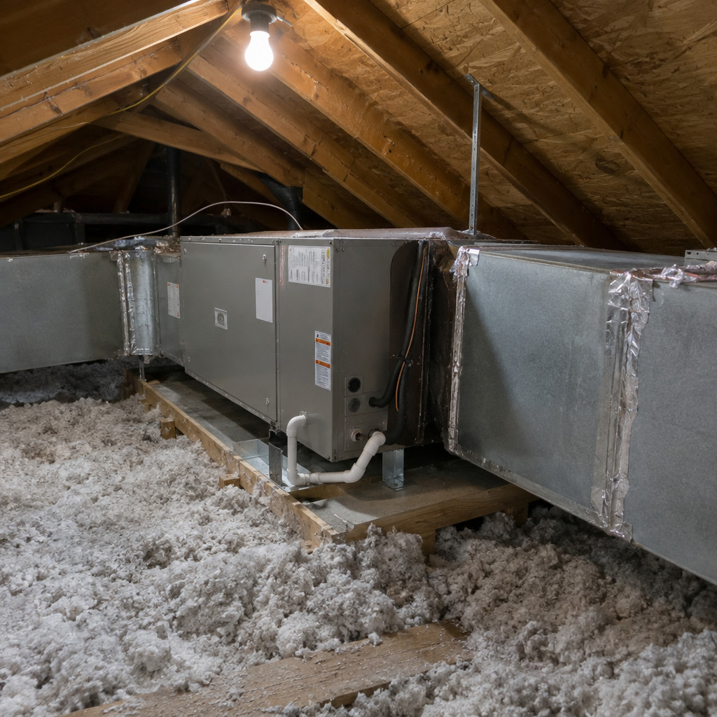 The Furnace or Air Handler Sitting in the Attic