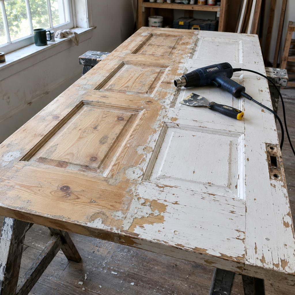 Painted Softwood Trim and Doors Stripped to Bare Wood