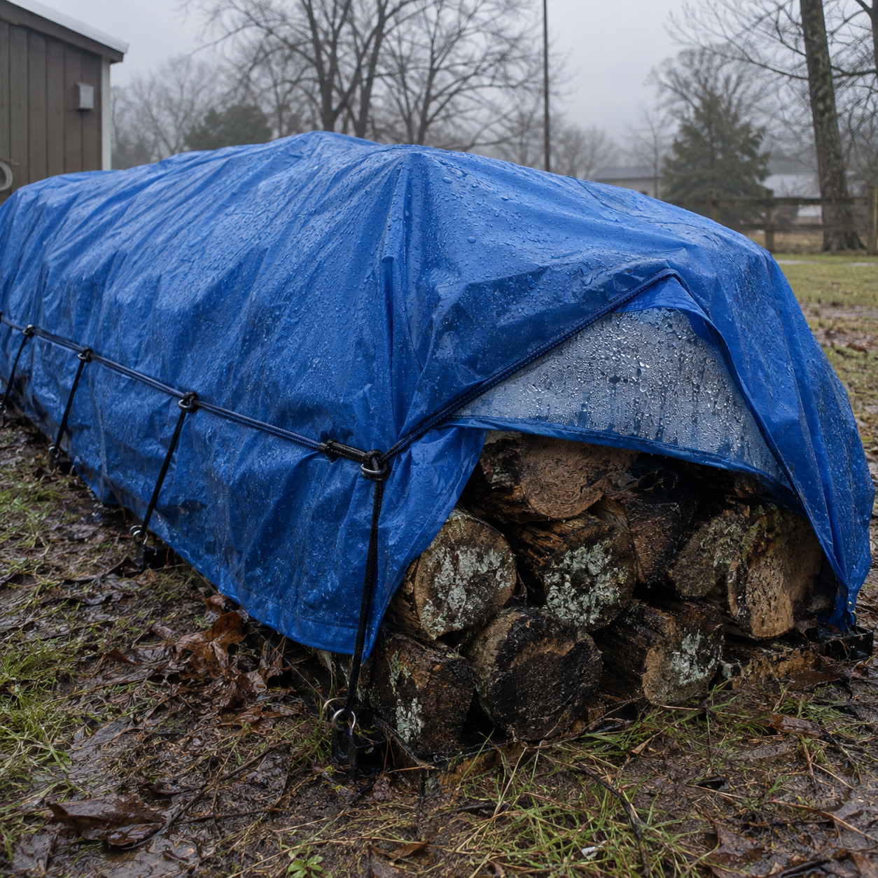 Tarping the Whole Pile Down to the Ground