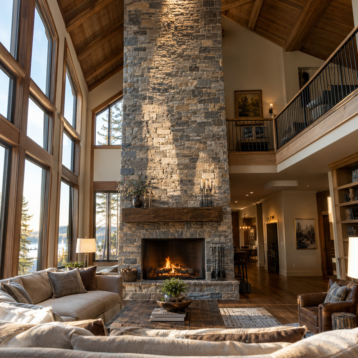 The Fireplace in a Two-Story Great Room