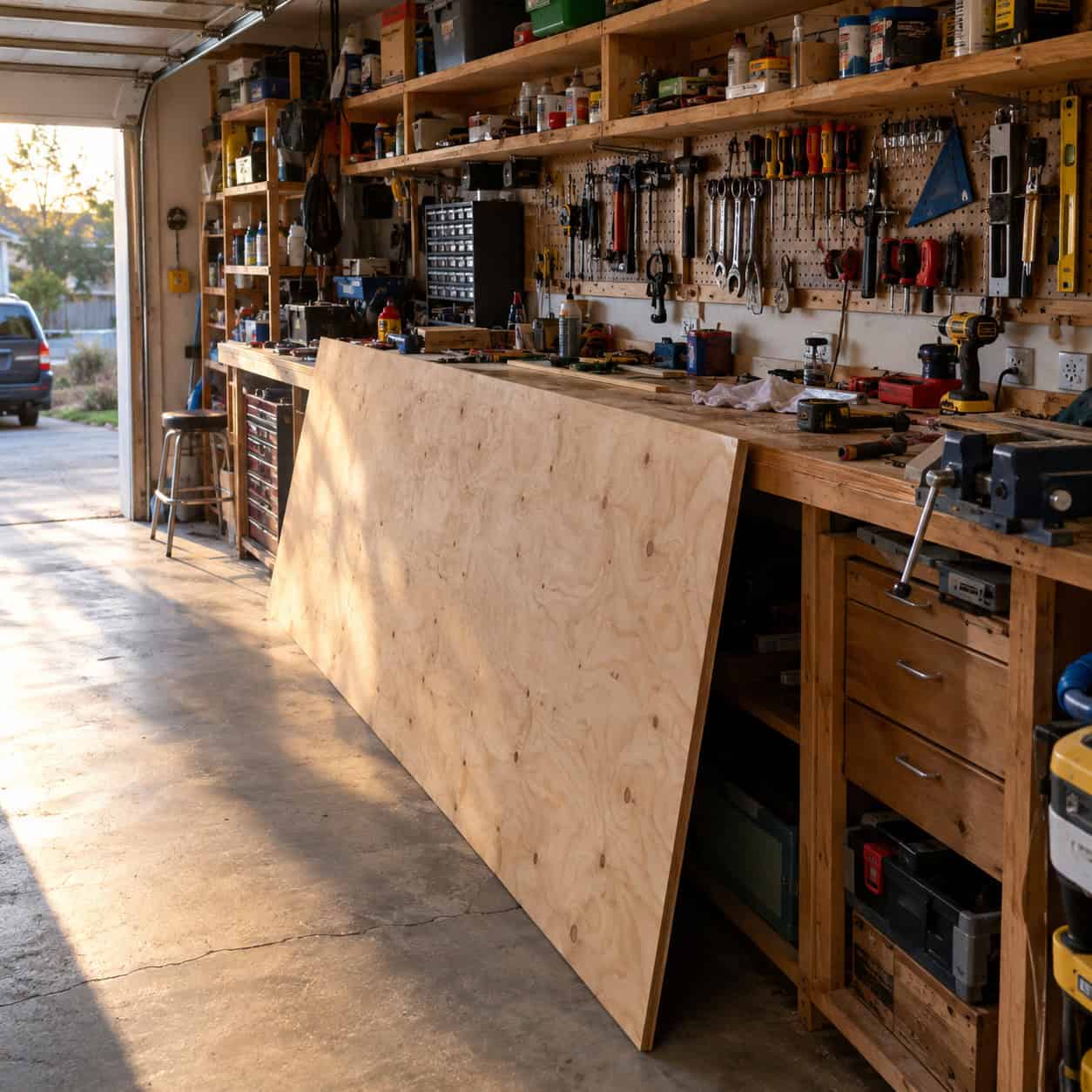 The wall-length built-in workbench