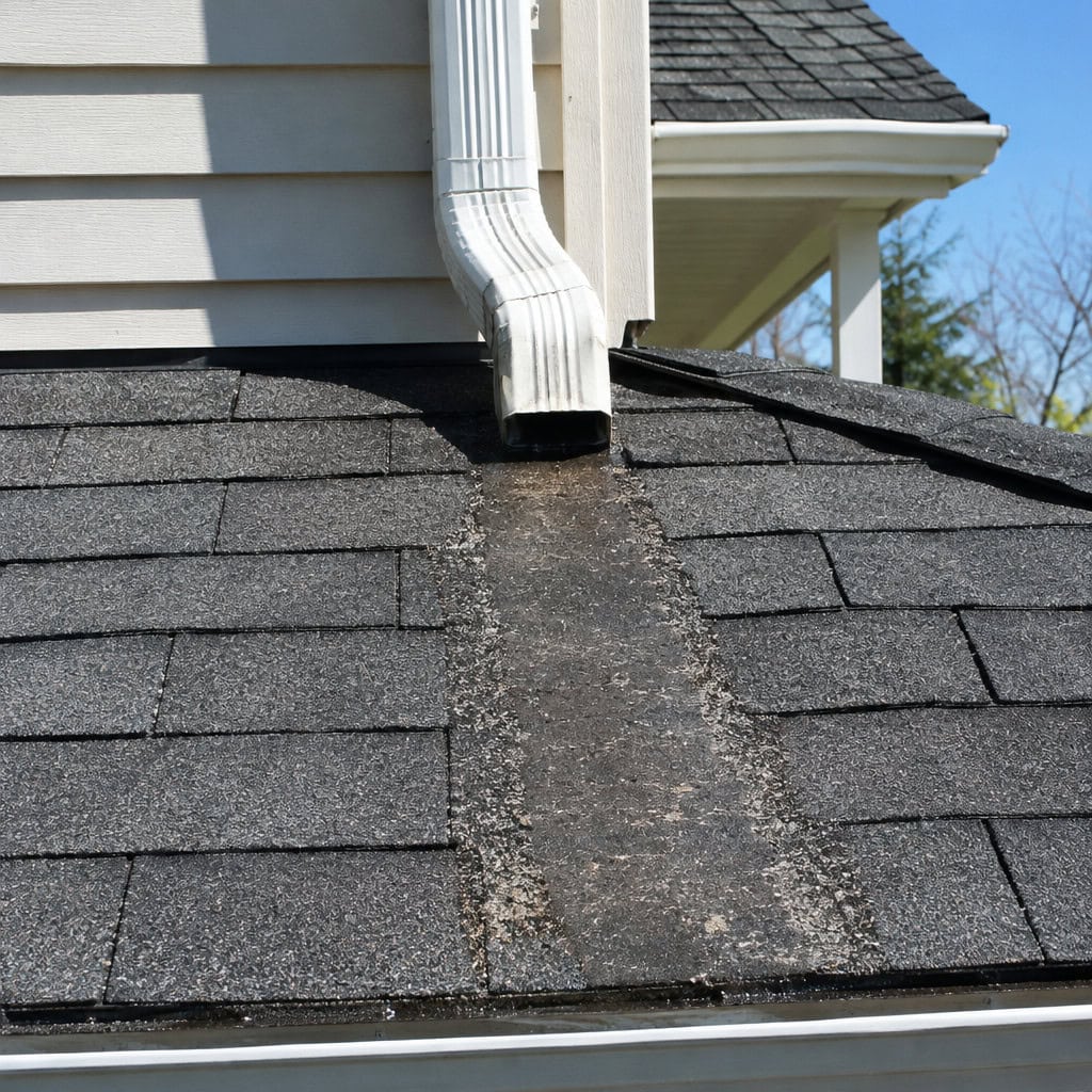 A Downspout That Empties Onto a Lower Roof