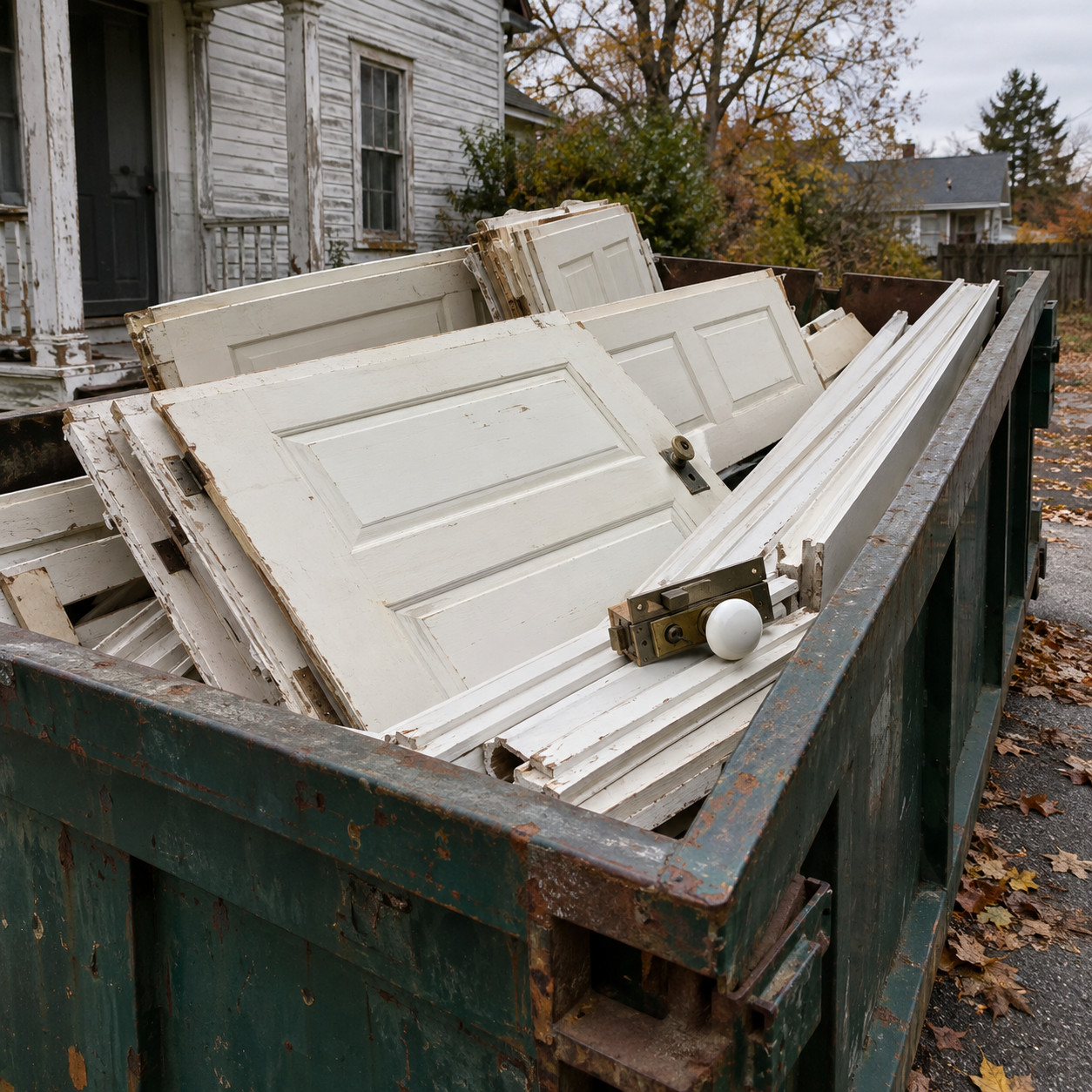 The Original Doors, Trim, and Hardware in the Dumpster