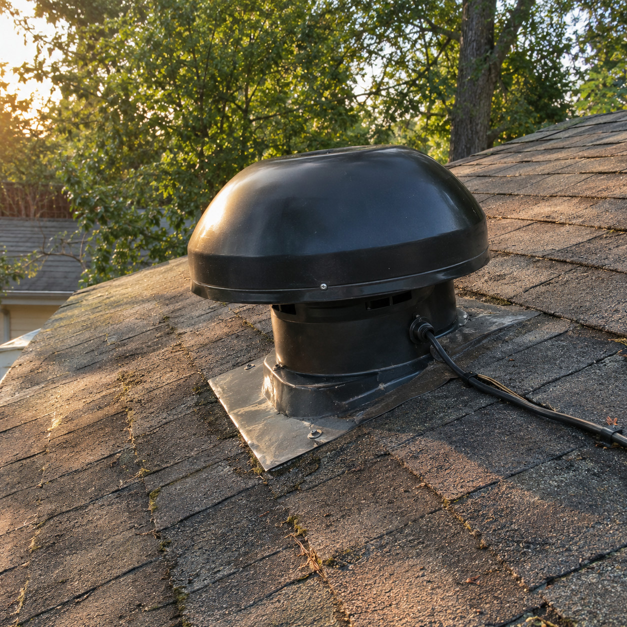 Powered Attic Ventilator Installed on the Roof