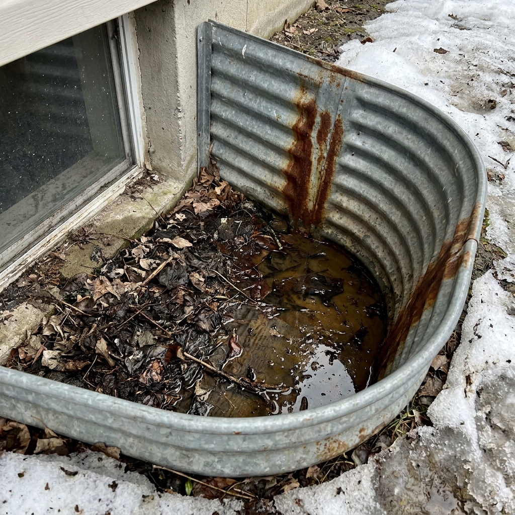 Window wells with no drainage and no cover