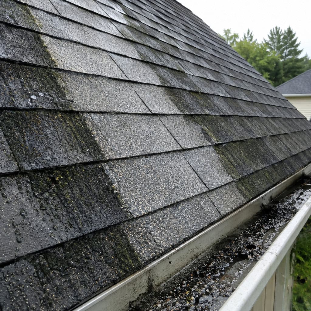 Pressure Washing Moss and Black Streaks Off Shingles