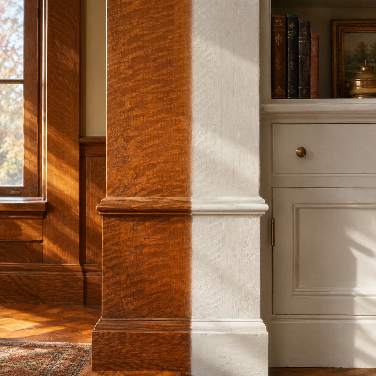 White Paint Over Original Stained Woodwork