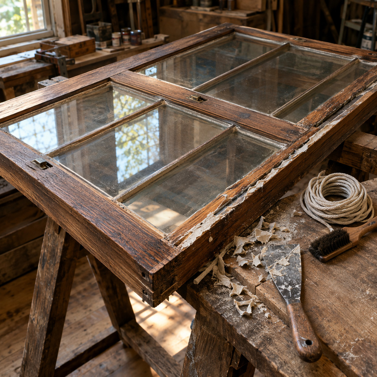 Tearing out the original old-growth wood windows