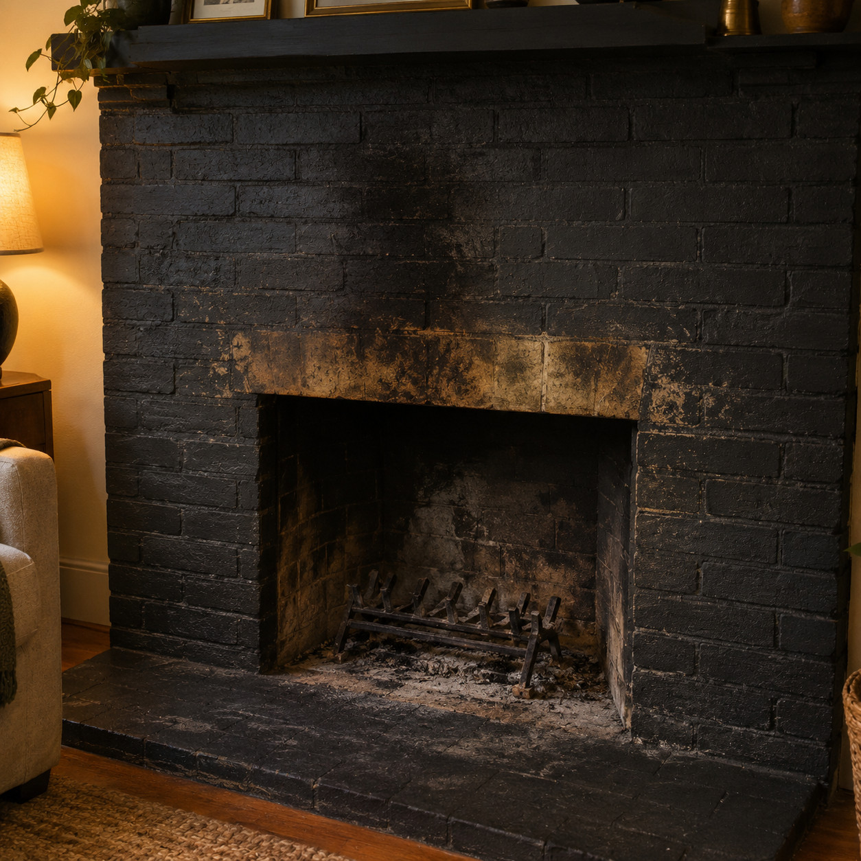 Painting the Brick Fireplace Black