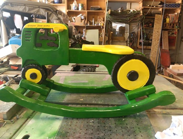 A John Deere Rocking Tractor Cut From 2x Fir and Pine