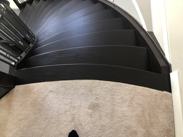 Looking down the finished treads from the top of the curve.