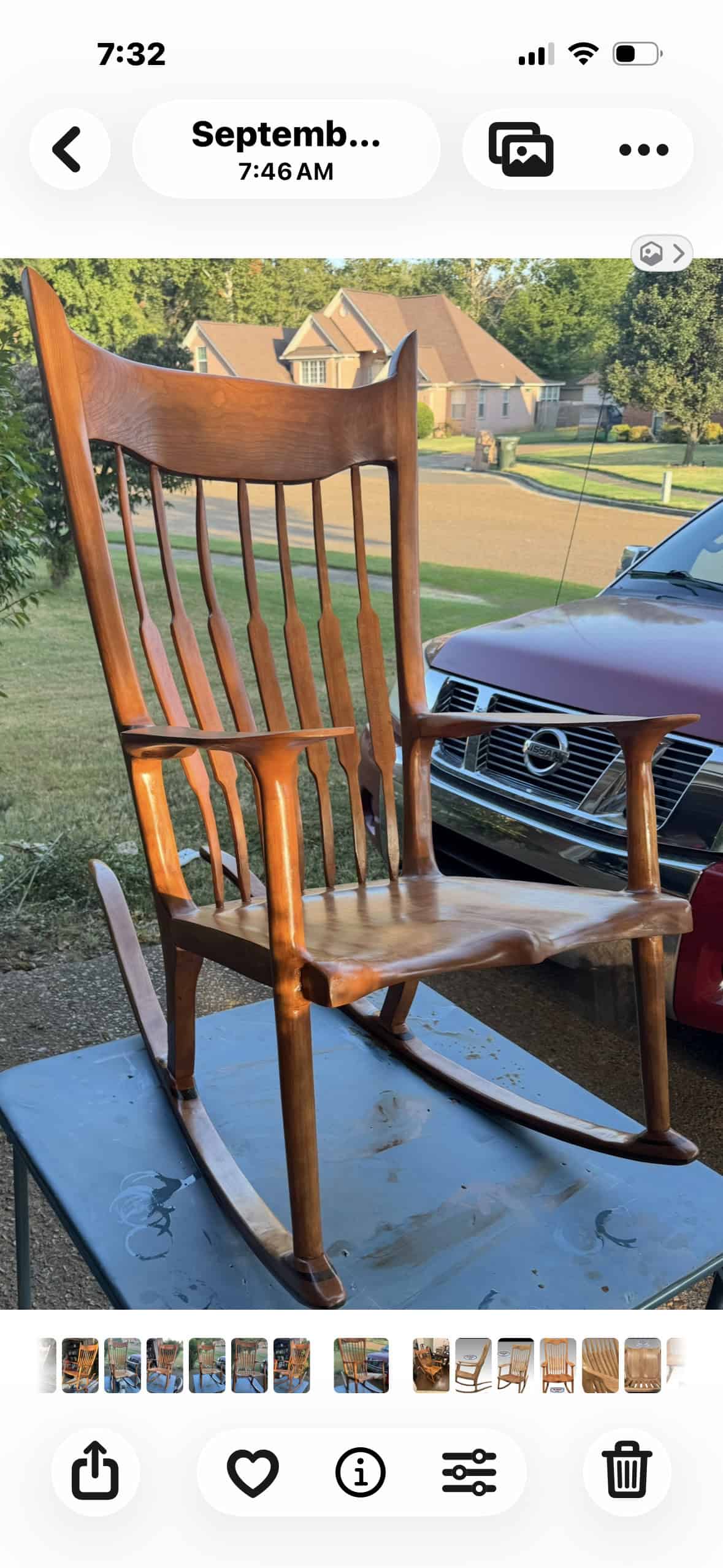 Finished Cherry Sculpted Rocking chair
