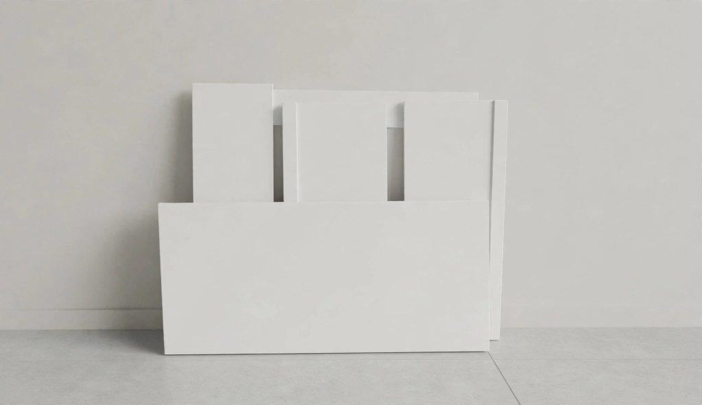 The same bar broken down into flat panels and leaned against a wall, ready for transport and storage.